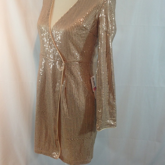 *Gold Sequin Wrap Dress - Picture 2 of 7